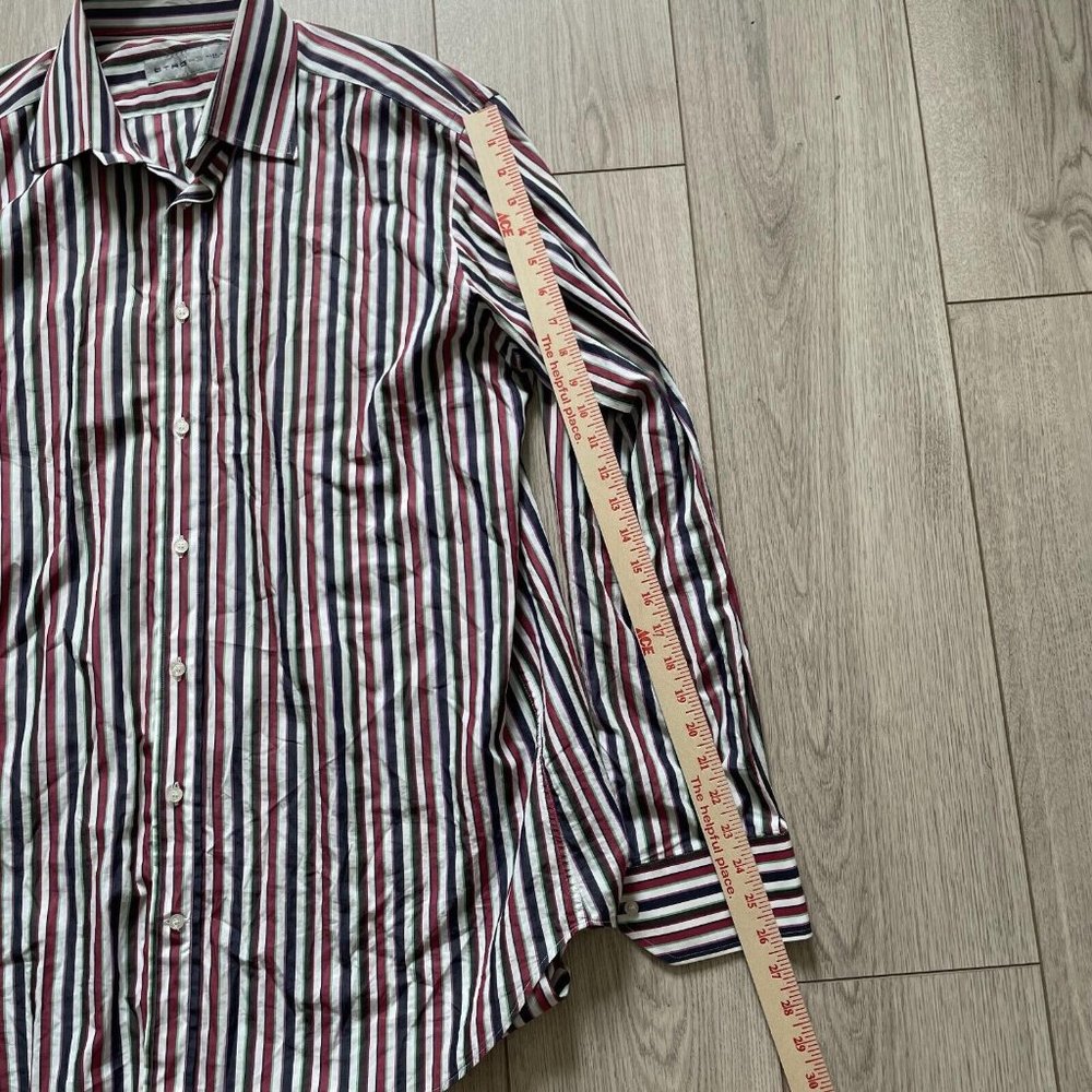 Etro Button-Up Shirt Men's Size 43 Multicolor Long Sleeves Collared Striped - Picture 4 of 7